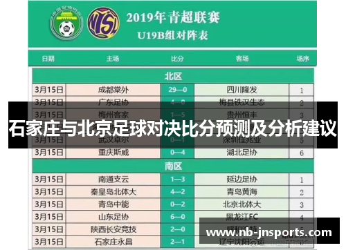 石家庄与北京足球对决比分预测及分析建议